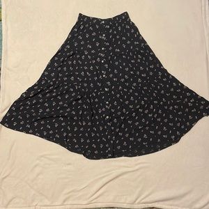 Black Floral Button-Front American Eagle Maxi Skirt Size  XS